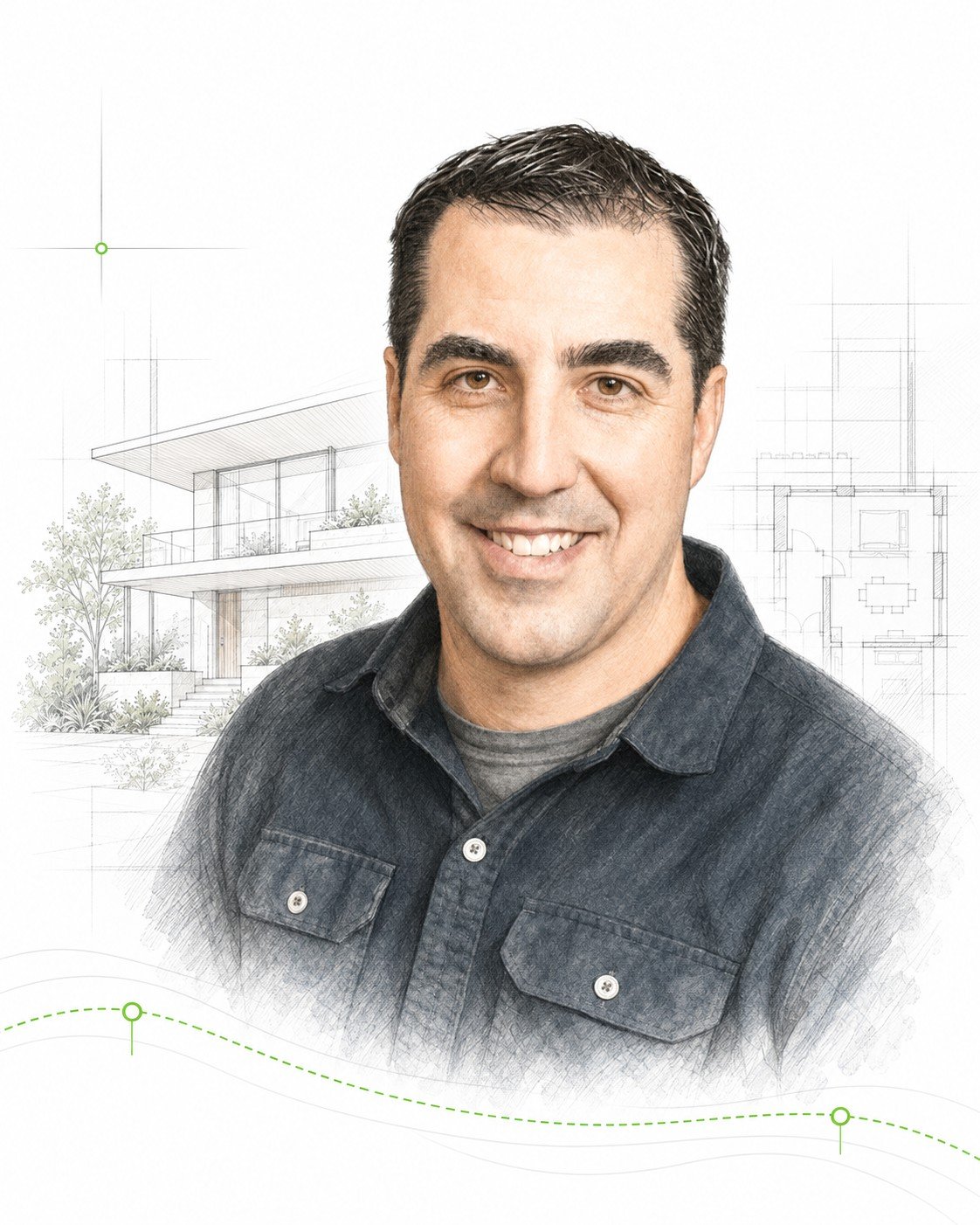 Illustrated portrait of Mitch Marchand